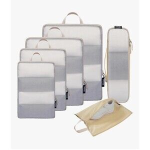 BAGAIL 6 SET ULTRALIGHT COMPRESSION PACKING CUBES - BEIGE